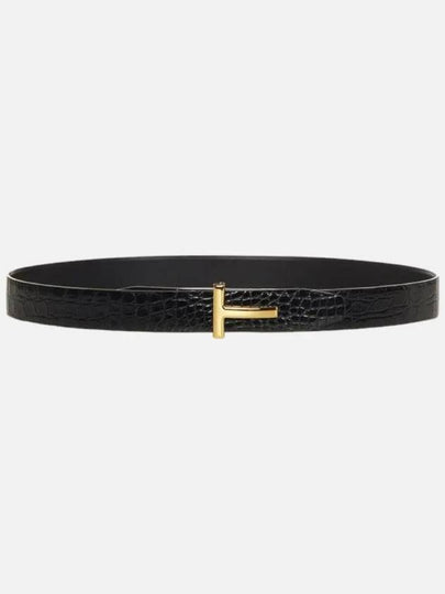 Men s Crocodile Leather Gold T Buckle Belt 3CM TB224 ECY001G 1N001 - TOM FORD - BALAAN 2