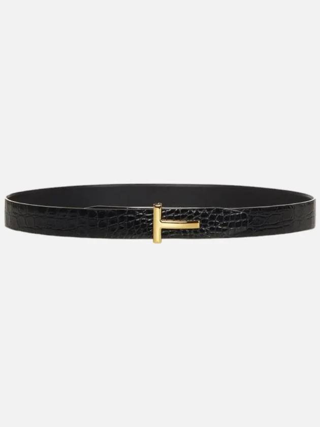 Men s Crocodile Leather Gold T Buckle Belt 3CM TB224 ECY001G 1N001 - TOM FORD - BALAAN 3