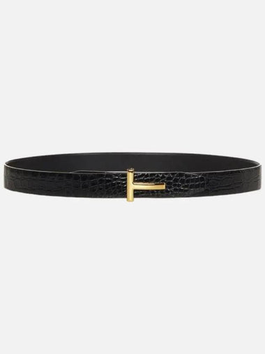 Men s Crocodile Leather Gold T Buckle Belt 3CM TB224 ECY001G 1N001 - TOM FORD - BALAAN 1