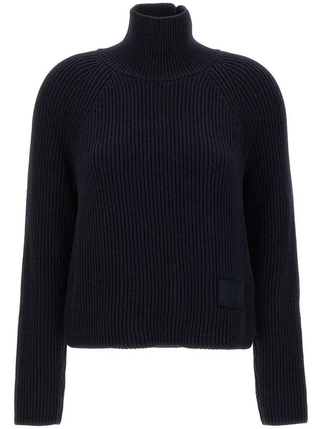 Logo Patch Rib Knit Turtleneck Dark Blue - AMI - BALAAN 1