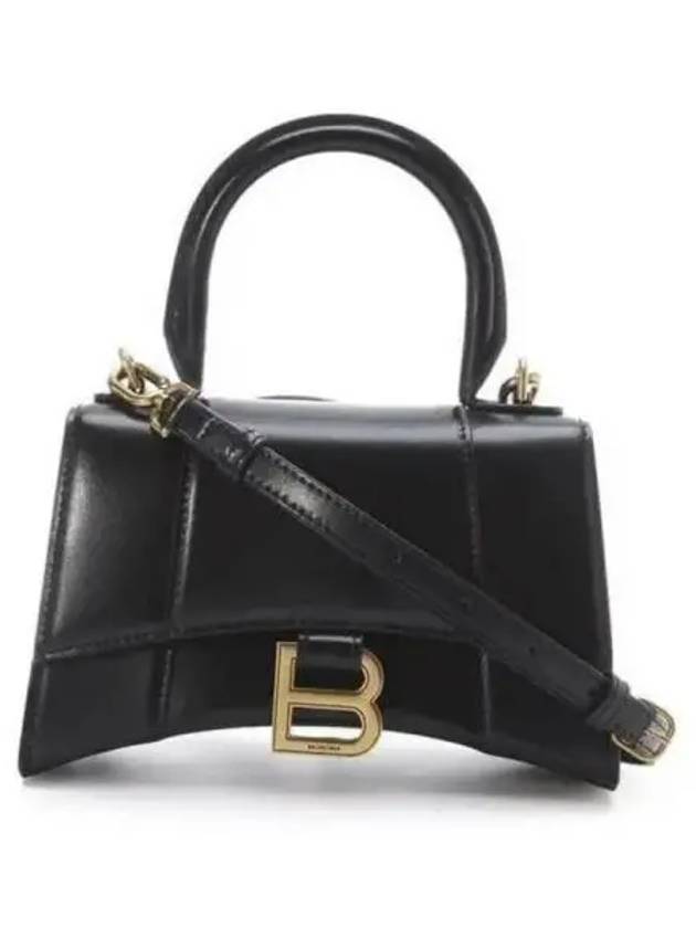 Hourglass XS Glossy Calfskin Tote Bag Black - BALENCIAGA - BALAAN 2