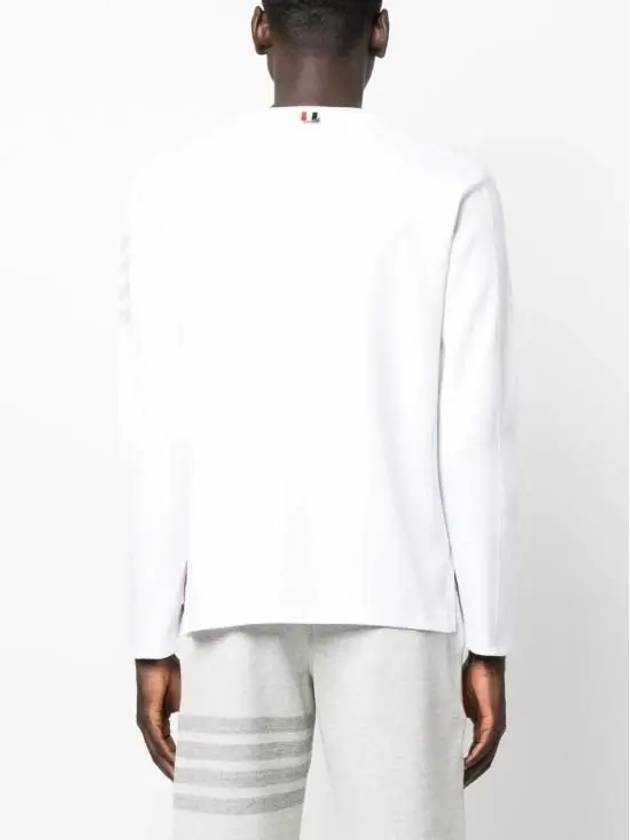 4-Bar Striped Cotton Long Sleeve T-Shirt White - THOM BROWNE - BALAAN 5