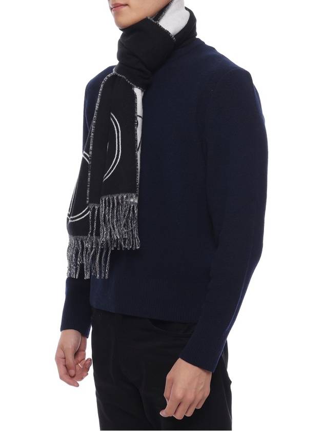 V Logo Wool Cashmere Muffler Black - VALENTINO - BALAAN 5