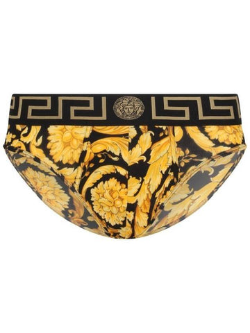 Men's Baroque Print Triangle Briefs Yellow - VERSACE - BALAAN 1