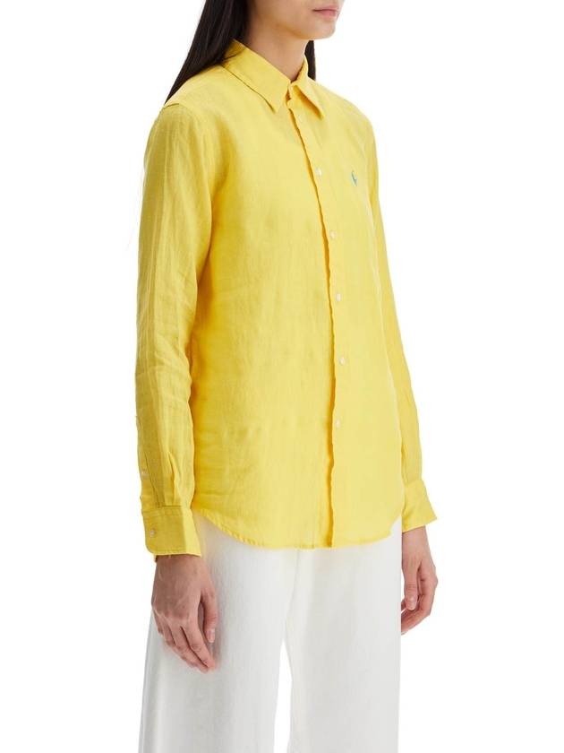 long sleeve linen shirt yellow - POLO RALPH LAUREN - BALAAN 2