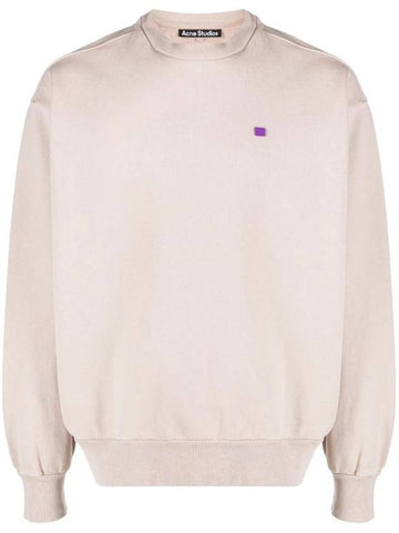 Face Logo Patch Crew Neck Sweatshirt Dusty Beige - ACNE STUDIOS - BALAAN 1