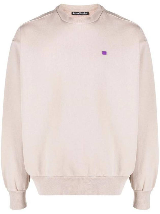 Face Logo Patch Crew Neck Sweatshirt Dusty Beige - ACNE STUDIOS - BALAAN 1