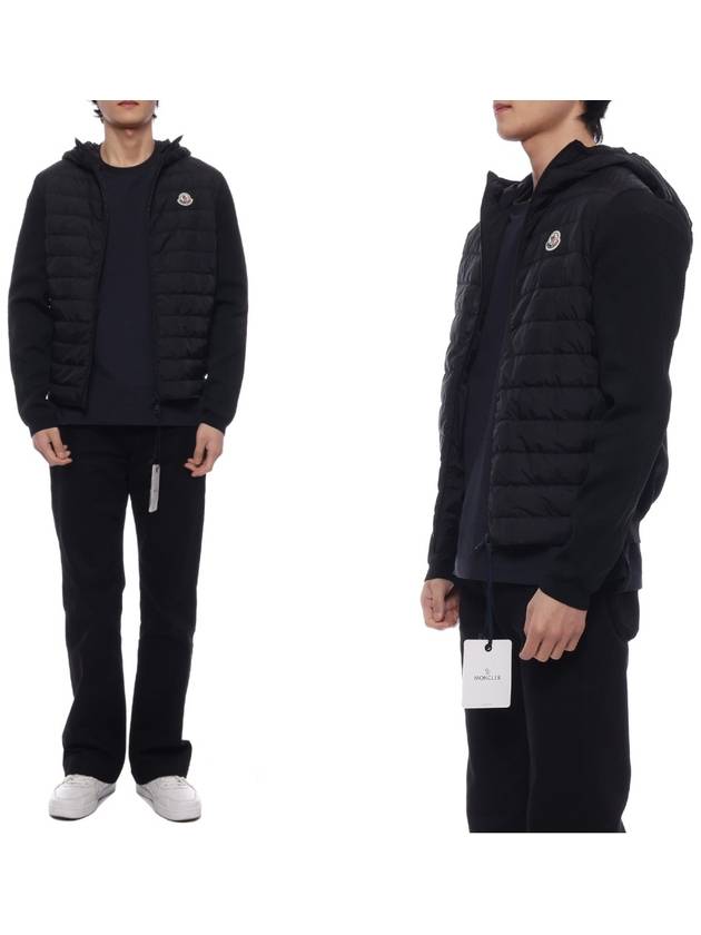 Logo Patch Knit Goose Padded Cardigan Black - MONCLER - BALAAN 3