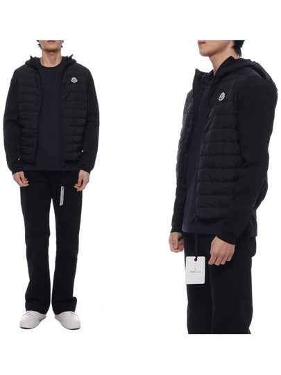 Logo Patch Knit Goose Padded Cardigan Black - MONCLER - BALAAN 2