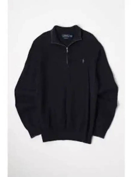 Cotton Quarter Zip Sweater Navy - POLO RALPH LAUREN - BALAAN 1