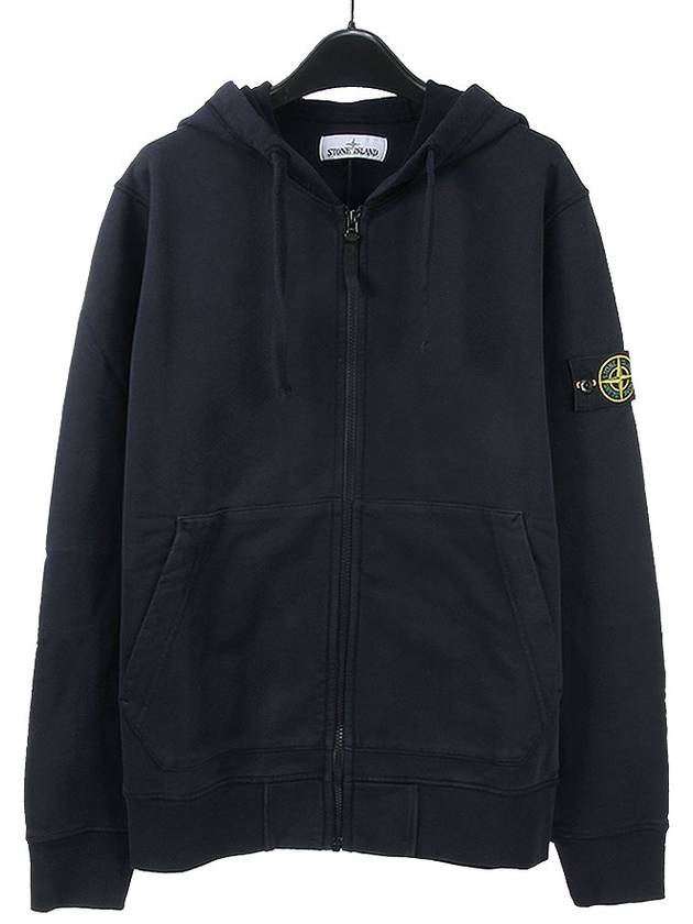 Men's Waffen Patch Fleece Zip Up Hoodie Navy - STONE ISLAND - BALAAN 2