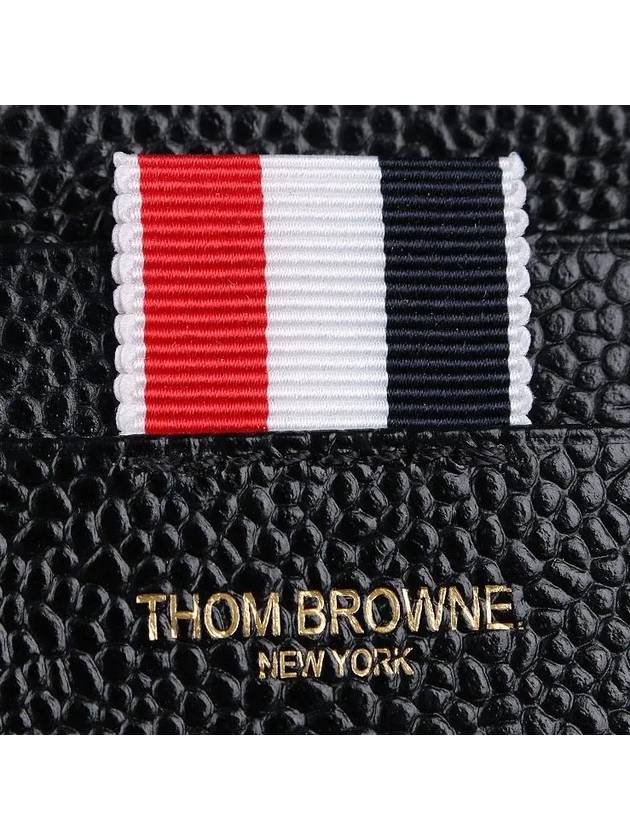 Stripe Zip Around Pebble Grain Leather Card Wallet Black - THOM BROWNE - BALAAN 8