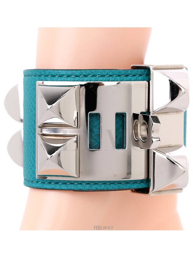 Medor Blue Paon Silver Bracelet Bangle - HERMES - BALAAN 8