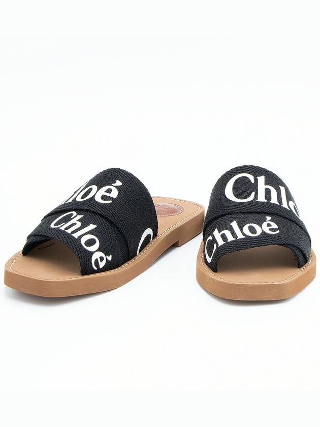 Woody Logo Flat Mule Slippers Black - CHLOE - BALAAN 3