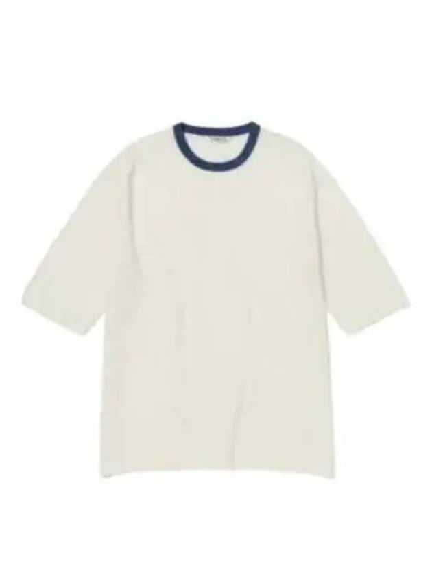 24 HARD TWIST HIGH GAUGE WOOL SILK KNIT TEE IVORY A24ST03WS - AURALEE - BALAAN 1