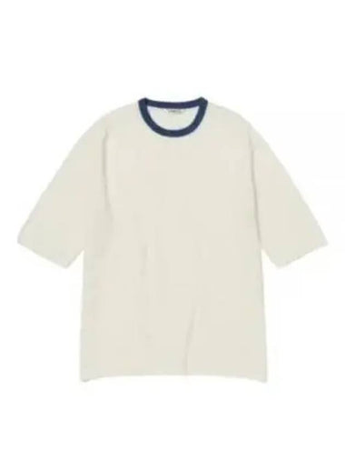 24 HARD TWIST HIGH GAUGE WOOL SILK KNIT TEE IVORY A24ST03WS - AURALEE - BALAAN 1