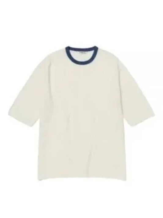 24 HARD TWIST HIGH GAUGE WOOL SILK KNIT TEE IVORY A24ST03WS - AURALEE - BALAAN 1