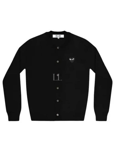 AX N023 051 1 Black Heart Waffen Wool Cardigan - COMME DES GARCONS - BALAAN 1