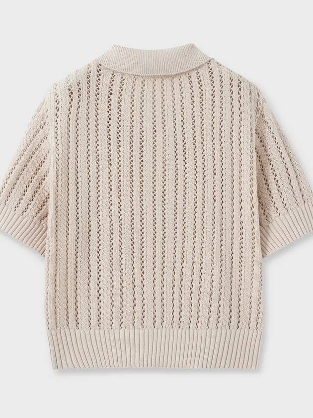 Cotton Pique Polo Crop Knit Ivory - NOIRER FOR WOMEN - BALAAN 9