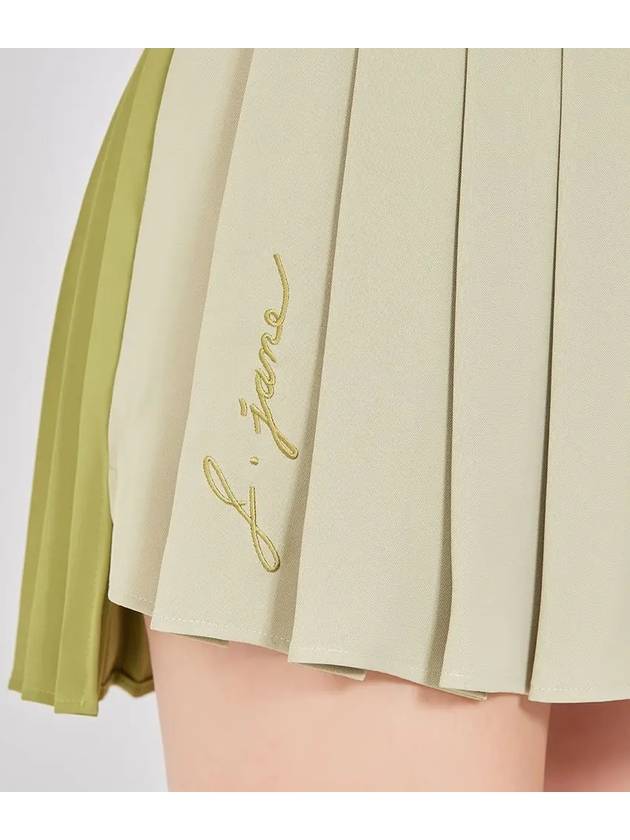 Women s Golf Wear Asymmetric Color Pleated Skirt Olive Green - J JANE - BALAAN 5