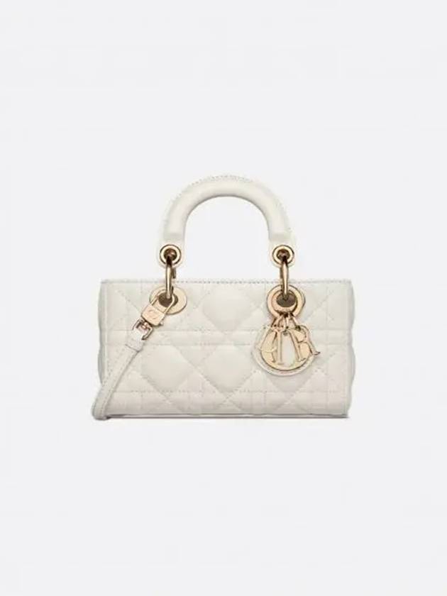 Lady D Joy Cannage Lambskin Micro Tote Bag White - DIOR - BALAAN 2