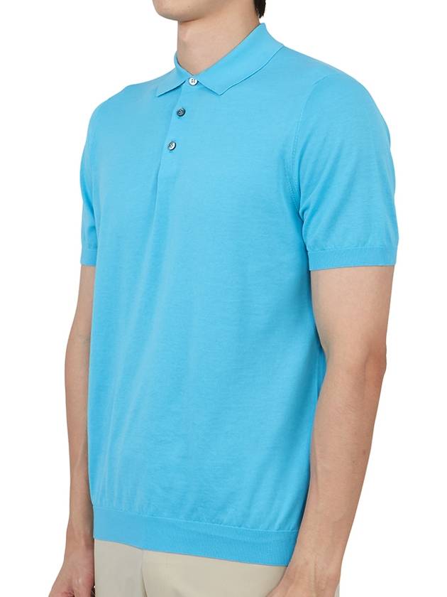 Men's Cotton Polo Shirt Turquoise - DRUMOHR - BALAAN 3