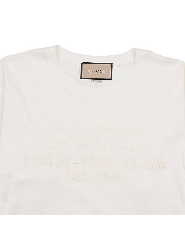 Embroidered Logo City Short Sleeve T-Shirt White - GUCCI - BALAAN 4