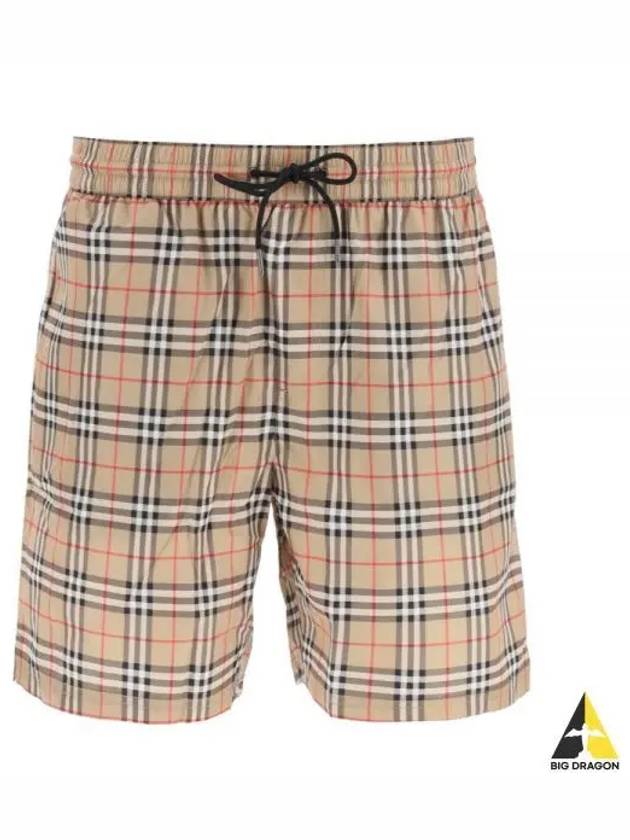 Men's Small Scale Check Drawstring Swim Shorts Beige - BURBERRY - BALAAN 2