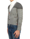 Jacquard Merino Jersey V-Neck Yoke Cardigan Light Grey - THOM BROWNE - BALAAN 4