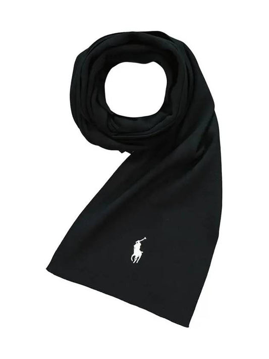 White Pony Embroidery Muffler Black 710886139 005 - POLO RALPH LAUREN - BALAAN 1