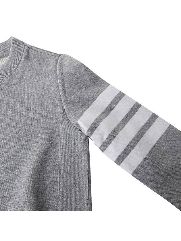 Engineered 4 Bar Stripe Loopback Jersey Knit Crewneck Sweatshirt Light Grey - THOM BROWNE - BALAAN 5