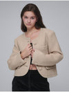 Boucle Wool Cropped Jacket Beige - OPENING SUNSHINE - BALAAN 2