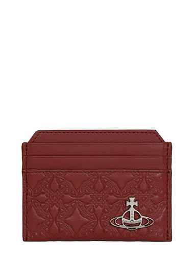 Embossed Slim Card Wallet Red - VIVIENNE WESTWOOD - BALAAN 1