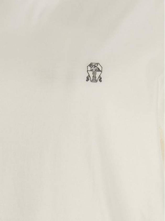 Cotton Short Sleeve T-Shirt Ivory - BRUNELLO CUCINELLI - BALAAN 5