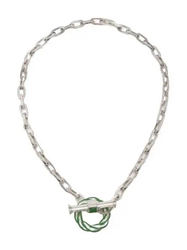Filler Chain Necklace Silver Green Pendant - BOTTEGA VENETA - BALAAN 1