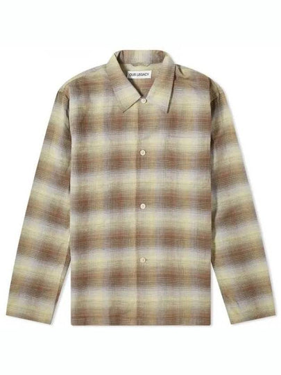 Check Linen Cotton Blend Long Sleeve Shirt Brown - OUR LEGACY - BALAAN 2