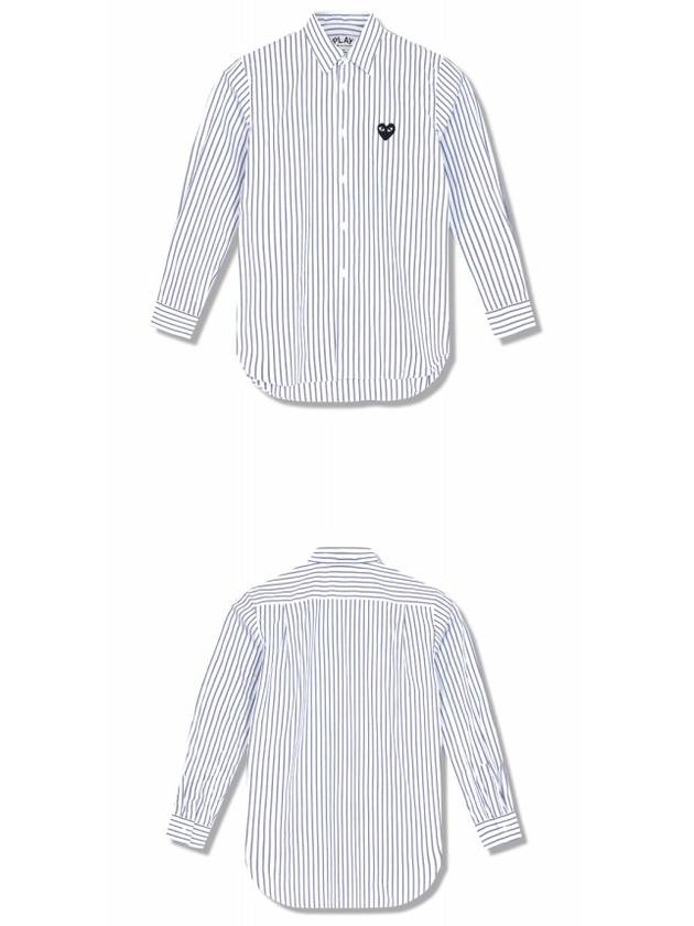 Black Heart Stripe Long Sleeve Shirt Blue - COMME DES GARCONS - BALAAN 5