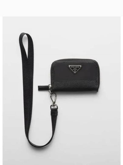 Triangle Logo Neck Strap Coin Purse Black - PRADA - BALAAN 2