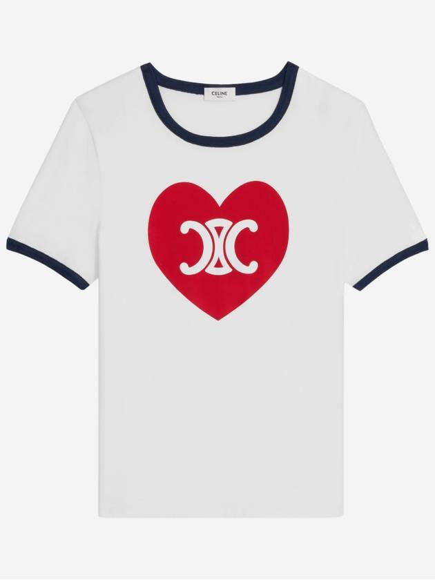 Heart Jersey Short Sleeve T-Shirt Off White - CELINE - BALAAN 2