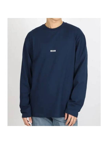 Micro Logo Long Sleeve T-Shirt Navy - MSGM - BALAAN 1