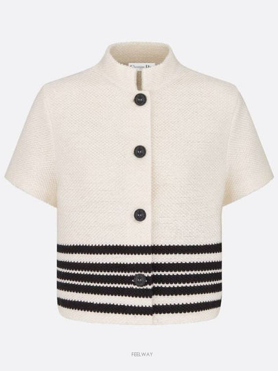 Mariniere Cotton Knit Short Sleeve Jacket Black White - DIOR - BALAAN 2