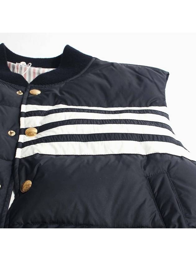 Men's Matte Diagonal Nylon Down Padded Vest Navy - THOM BROWNE - BALAAN 4