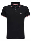 Logo Striped Collar Cotton Pique Polo Shirt Black 8A70300 84556 999 - MONCLER - BALAAN 1