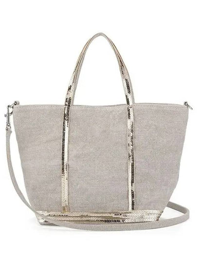 Women's Cabas Small Linen Tote Bag Sable - VANESSA BRUNO - BALAAN 2