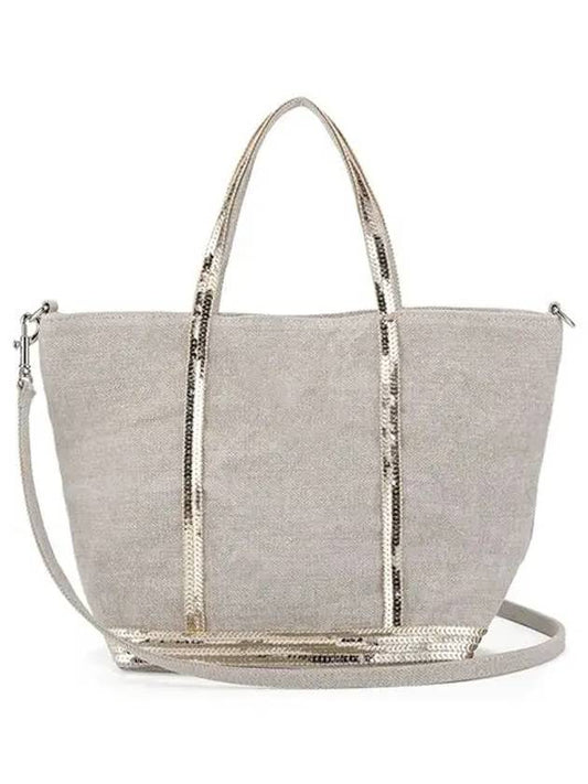 Women's Cabas Small Linen Tote Bag Sable - VANESSA BRUNO - BALAAN 2