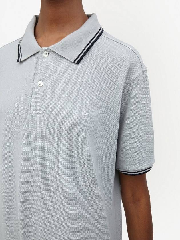 Embroidered Logo Cotton Polo Shirt Ash Grey - MAISON MARGIELA - BALAAN 4