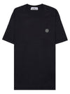 Logo Patch Short Sleeves T-Shirt Black - STONE ISLAND - BALAAN 11