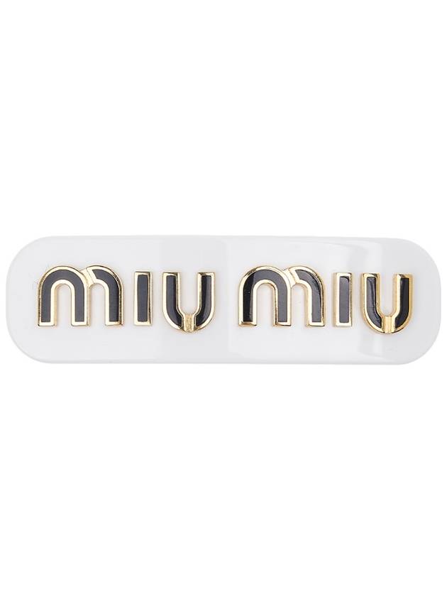 Plexiglas Metal Logo Hair Clip White - MIU MIU - BALAAN 3