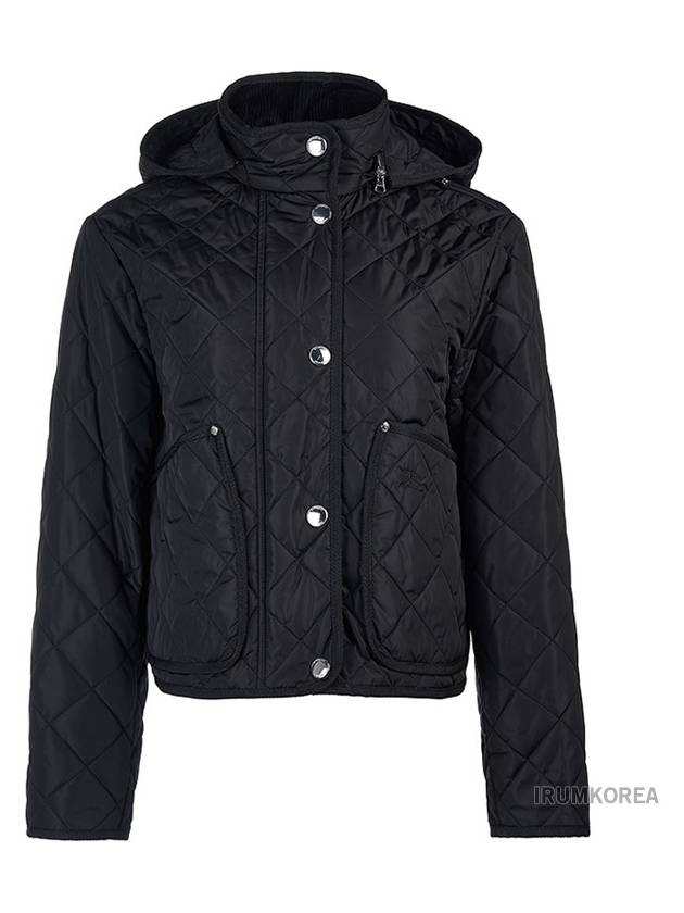 Diamond Quilted Crop Hoodie Jacket Black - BURBERRY - BALAAN 2