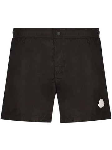 Men's Logo Patch Swim Shorts Black - MONCLER - BALAAN.